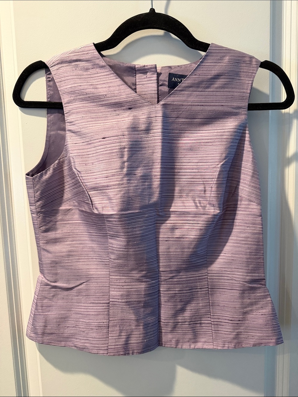 Ann Taylor Lavender Silk Textured Peplum Tank Top